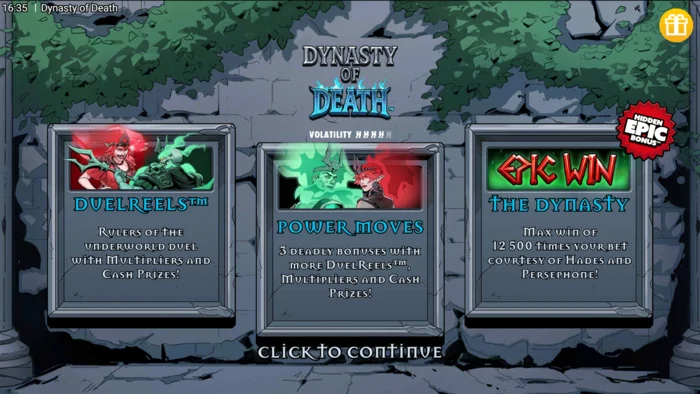 Dynasty of Death - glavni izbornik igre